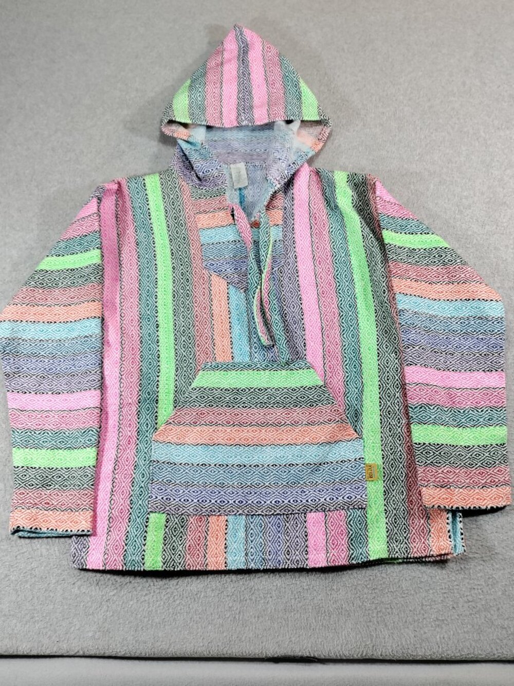 Molina Baja Hoodie Mens Multicolor Stripe Mexican Drug Rug Pullover